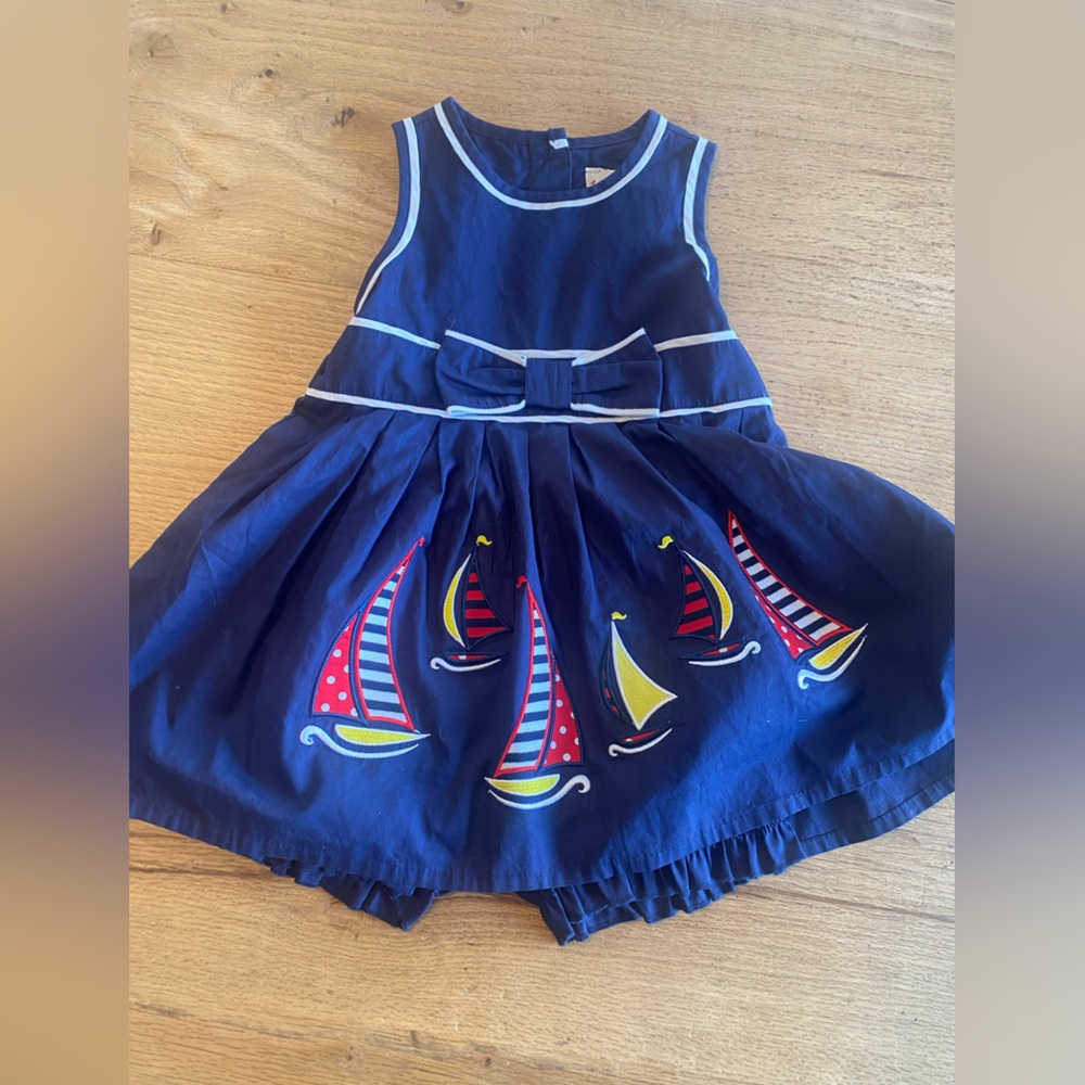 Toffee Apple Navy Blue Sailboat Sleeveless SunDress Girls 2T NWT‎